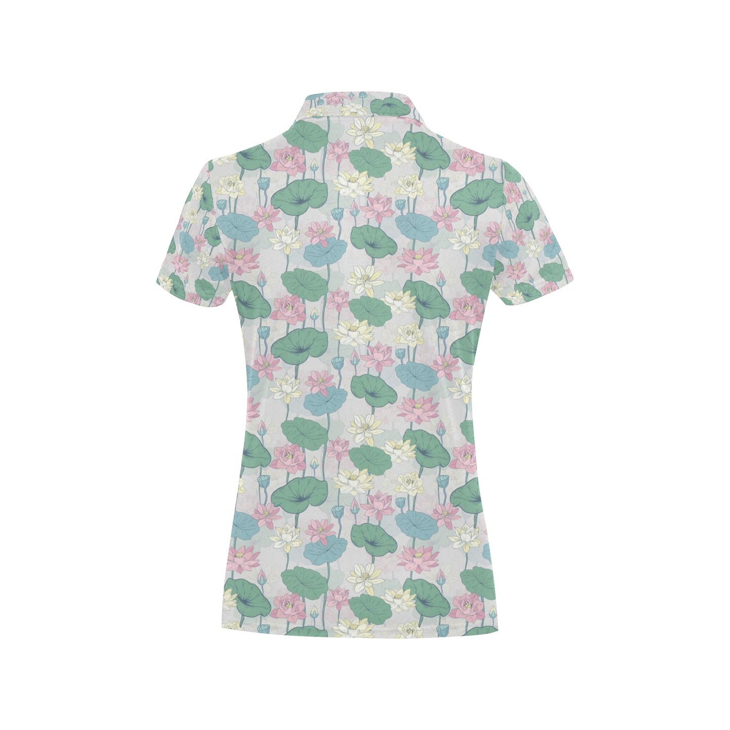 Water Lily Print Design LKS305 Women's Polo Shirt