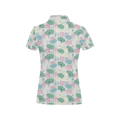 Water Lily Print Design LKS305 Women's Polo Shirt