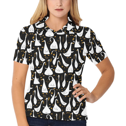Goose Print Design LKS401 Women's Polo Shirt
