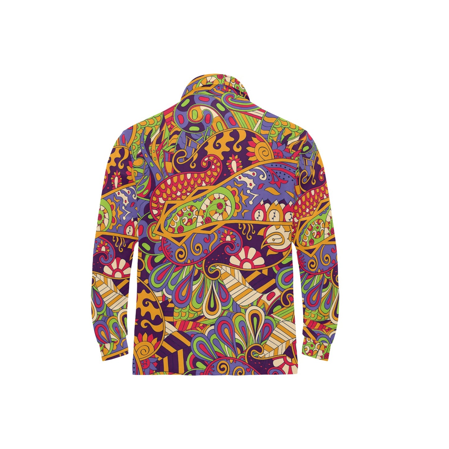 Funky Retro Pattern Print Design A04 Long Sleeve Polo Shirt For Men's
