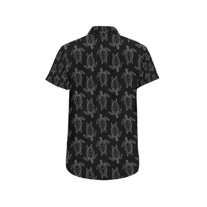Sea Turtle Print Design LKS3012 Men Short Sleeve Button Up Shirt