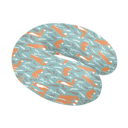 Fox Forest Print Pattern U-Shaped Travel Neck Pillow