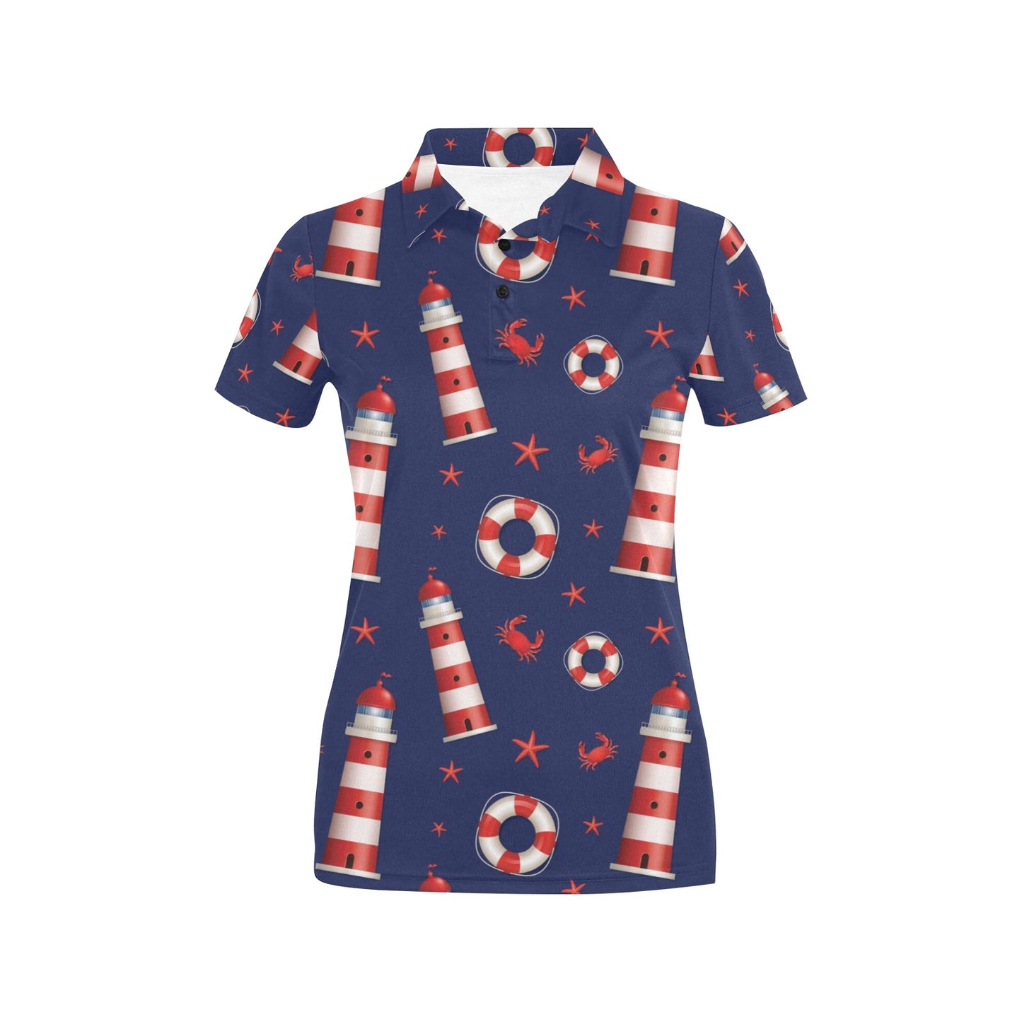 Nautical Pattern Print Design A03 Women's Polo Shirt