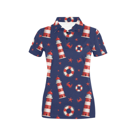 Nautical Pattern Print Design A03 Women's Polo Shirt