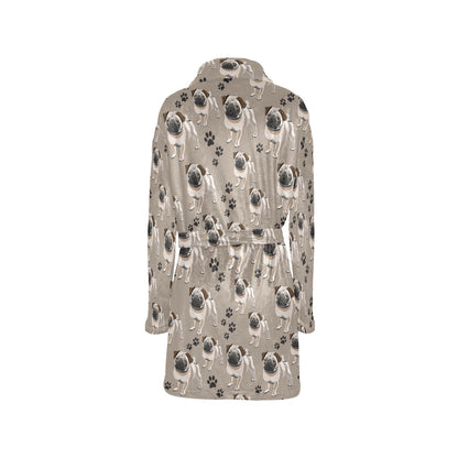 Pug Pattern Print Design A04 Women's Fleece Robe