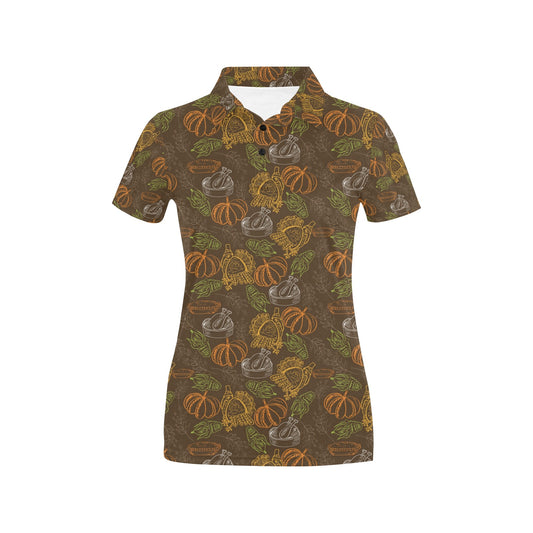 Thanksgiving Print Design LKS301 Women's Polo Shirt