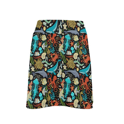 Underwater Animal Print Design LKS301 17" Golf & Pickleball Skort with Pockets