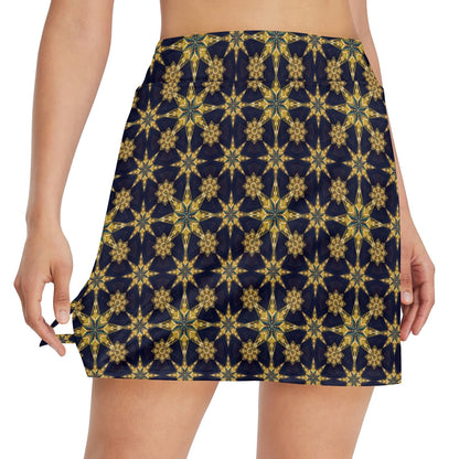 kaleidoscope Gold Print Design 17" Golf & Pickleball Skort with Pockets