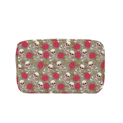 Skull Bone Rose Print Design LKS303 Insulated Lunch Bag
