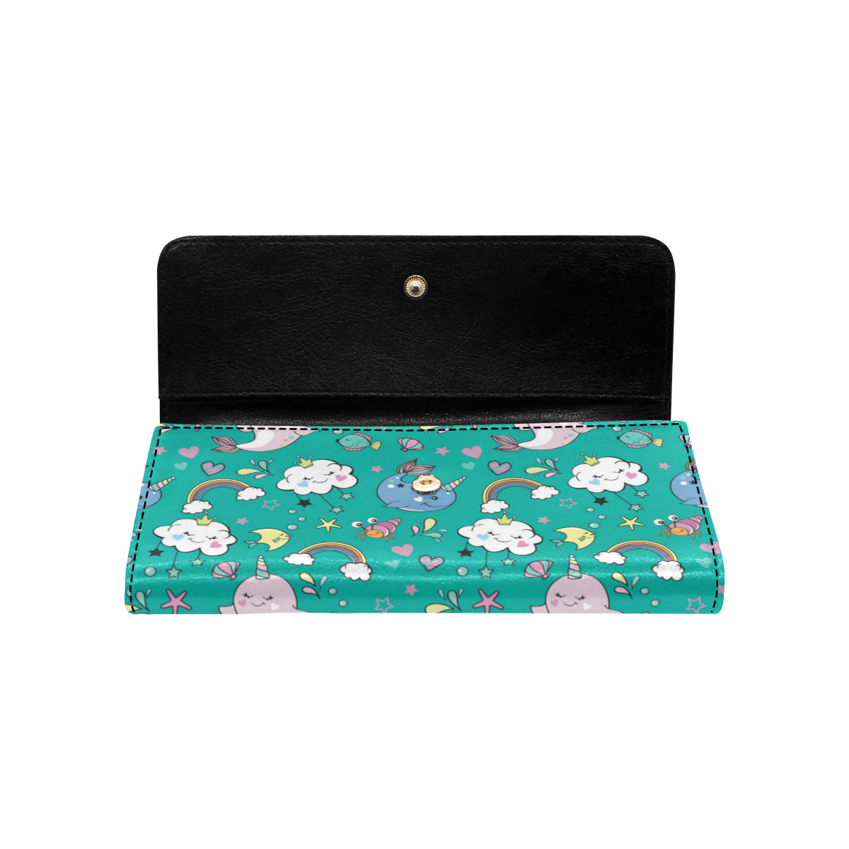 Narwhal Pattern Print Design 04 Women's Trifold Wallet