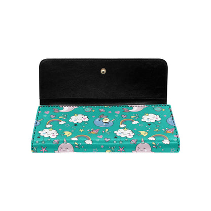 Narwhal Pattern Print Design 04 Women's Trifold Wallet