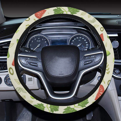 Salad Vegetable Print Design LKS302 Steering Wheel Cover with Elastic Edge