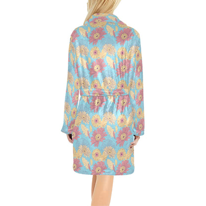 Gerberas Pattern Print Design GB04 Women's Fleece Robe