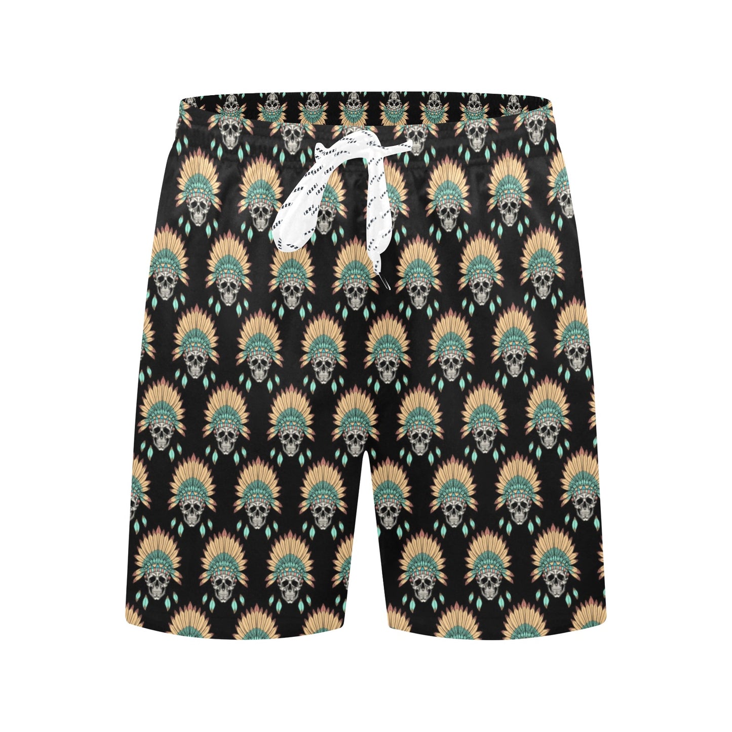 American indian Skull Pattern Men's Swim Trunks Beach Shorts