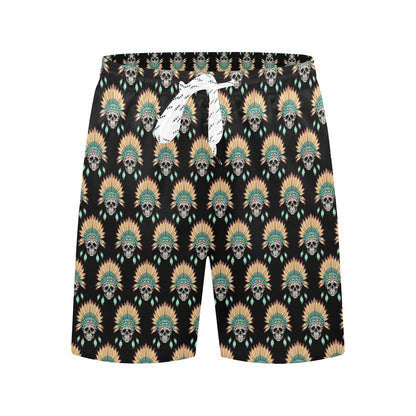 American indian Skull Pattern Men's Swim Trunks Beach Shorts
