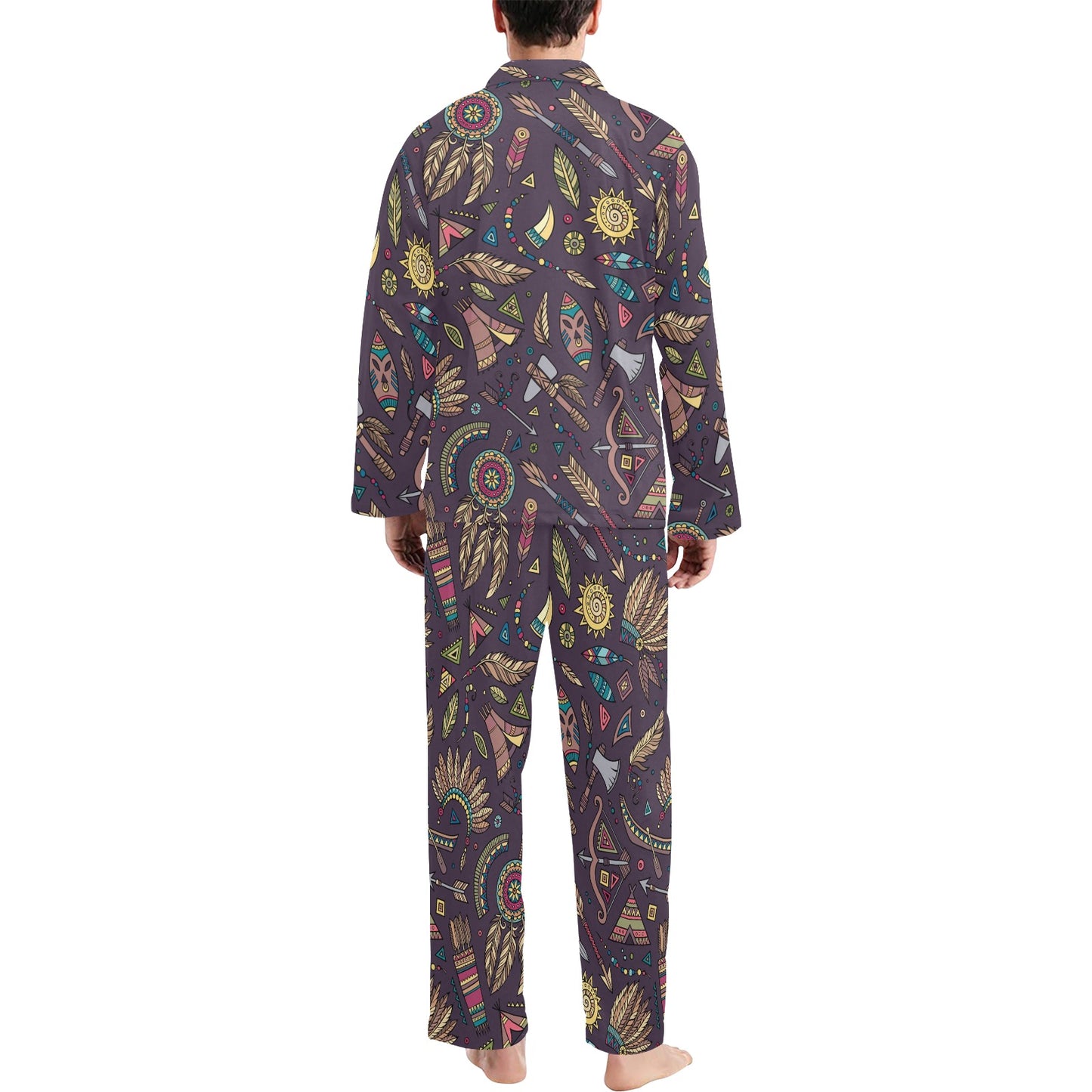 Tribal native american Aztec Men's Long Pajama Set