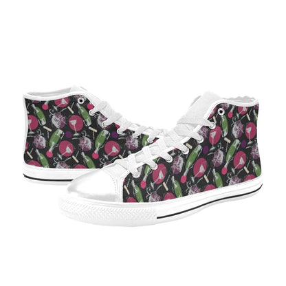 Wine Print Design LKS307 Men's High Top Canvas Shoes