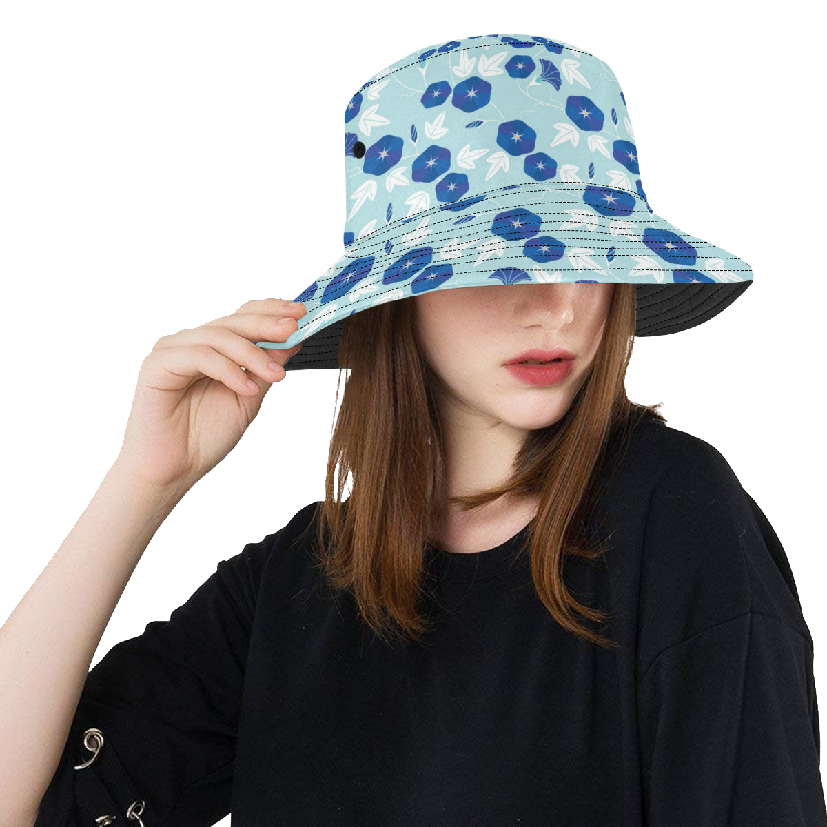 Morning Glory Pattern Print Design MG07 Unisex Bucket Hat