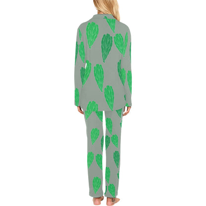 Lettuce Pattern Print Design 02 Women's Long Pajama Set