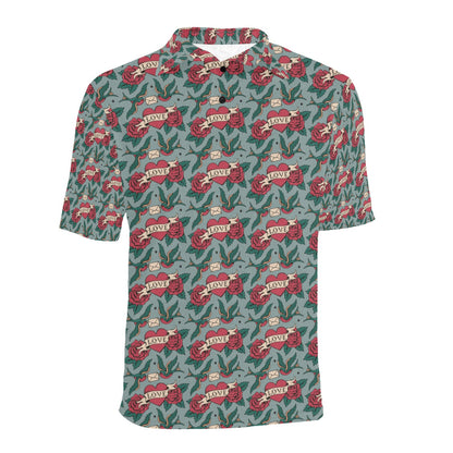 Tattoo Heart Print Design LKS301 Men Polo Shirt