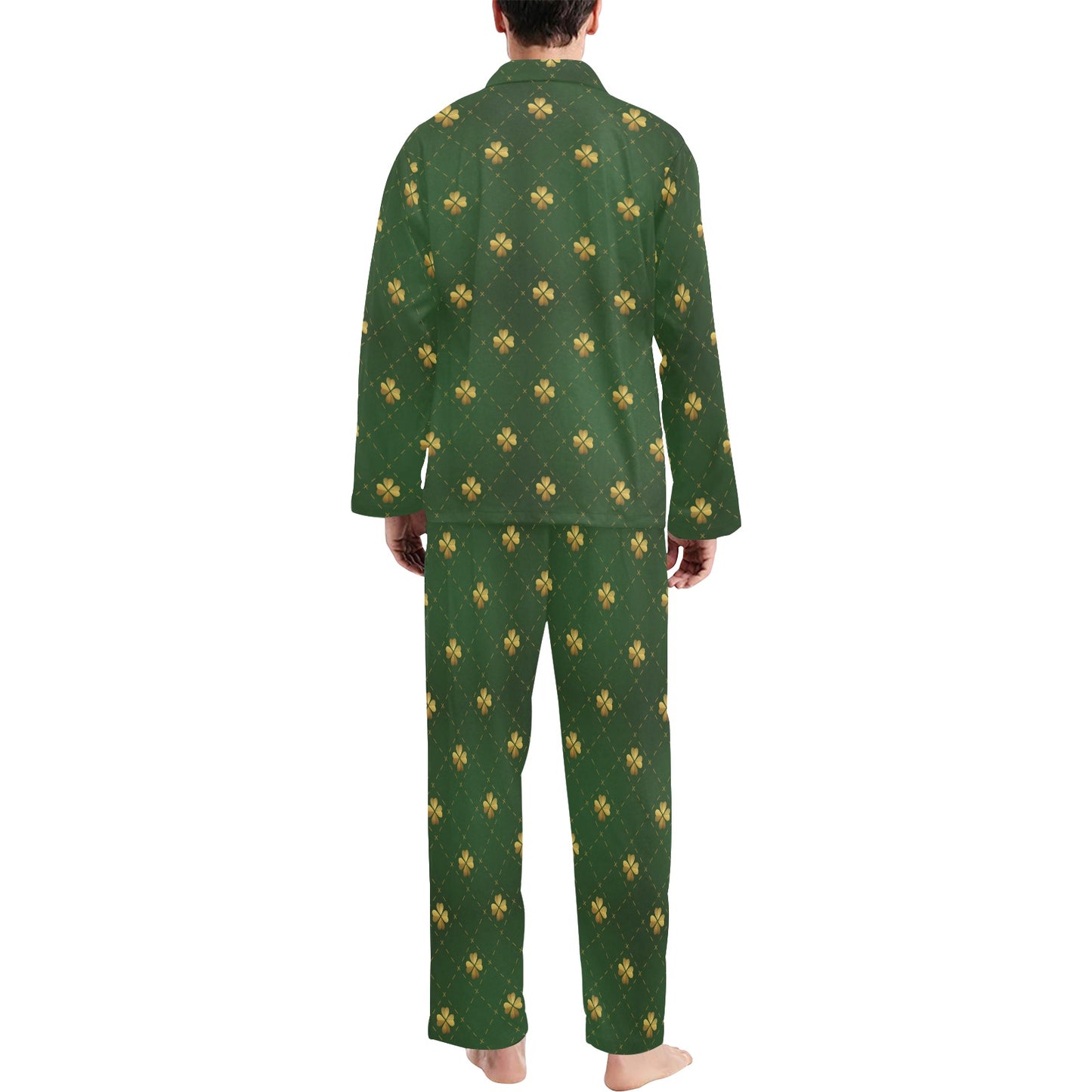 Clover Pattern Print Design 01 Men's Long Pajama Set