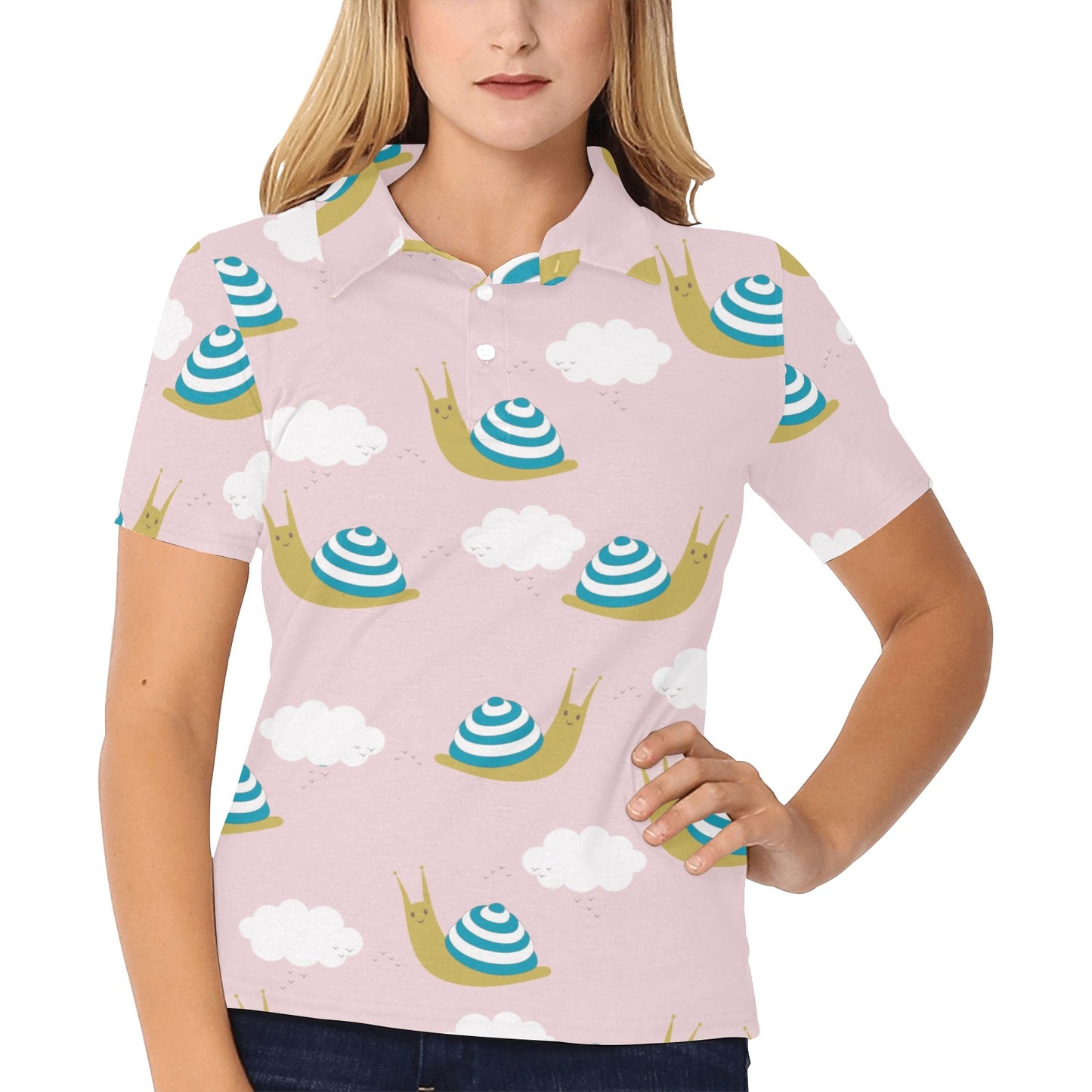 Snail Pattern Print Design 02 Women's Polo Shirt