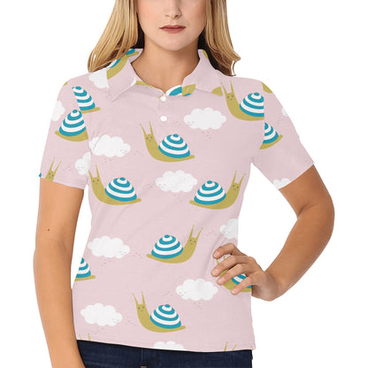 Snail Pattern Print Design 02 Women's Polo Shirt