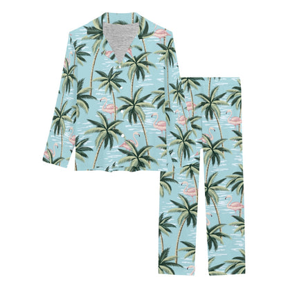 Palm Tree Pattern Print Design PT05 Women's Long Pajama Set