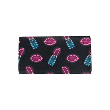 Lipstick Color Neon Pattern Print Design 03 Women's Trifold Wallet