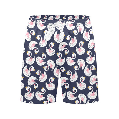 Swan Print Design LKS403 Men's Swim Trunks Beach Shorts