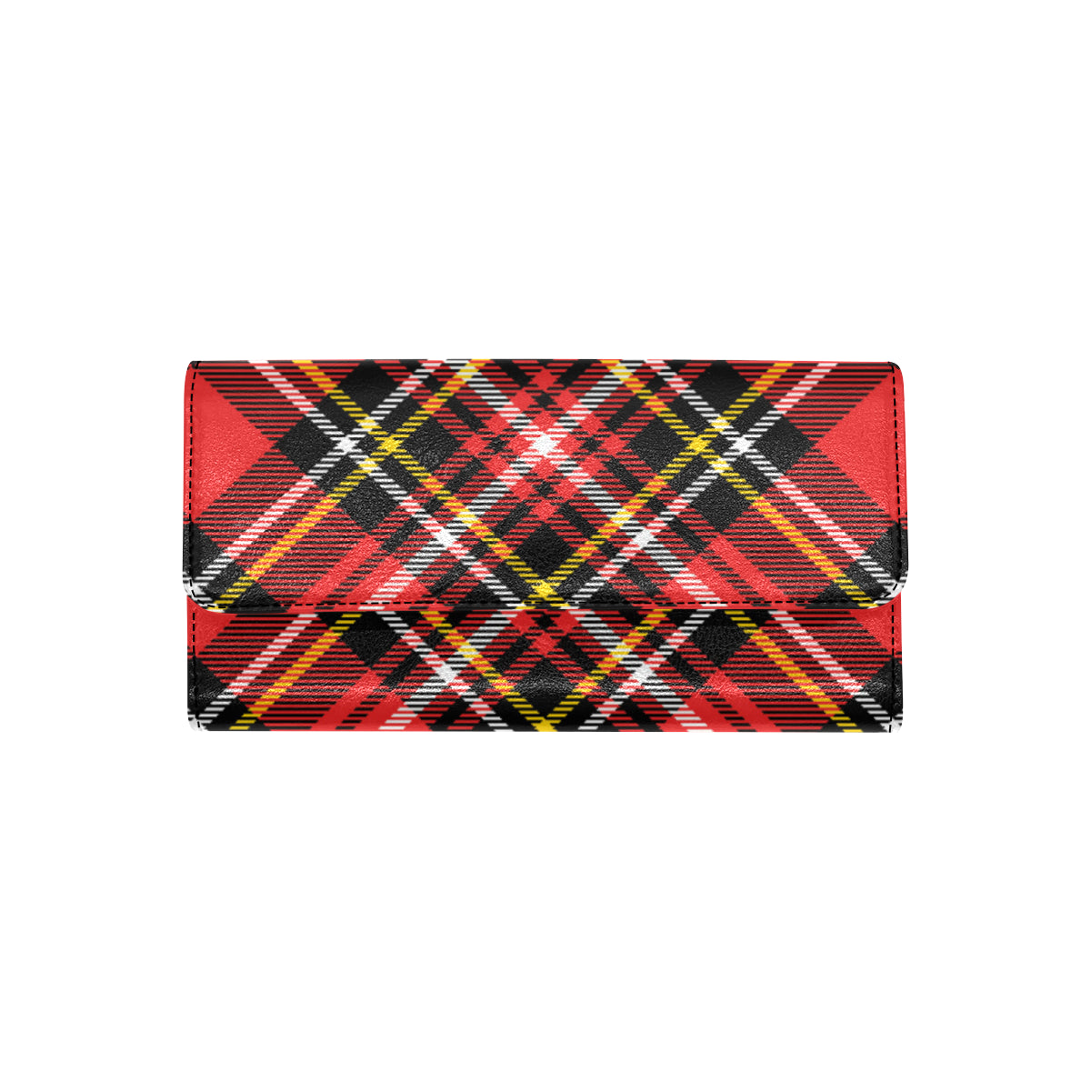 Plaid Red Pattern Print Design A03 Women's Trifold Wallet