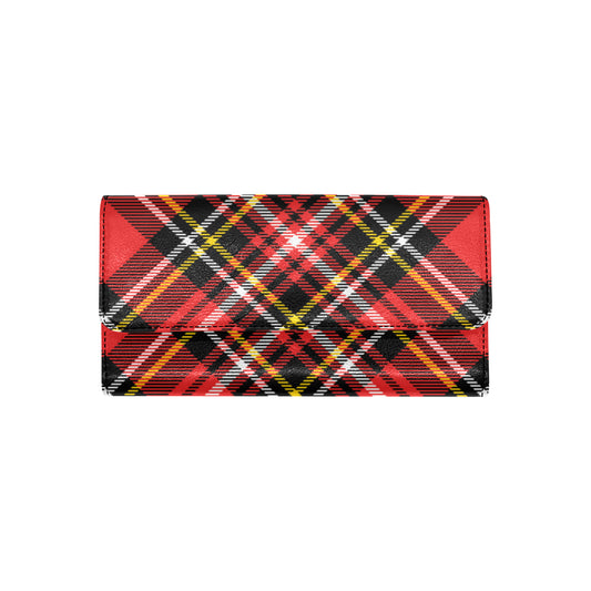 Plaid Red Pattern Print Design A03 Women's Trifold Wallet