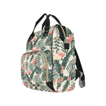 Tropical Flower Palm Leaves Diaper Bag Backpack