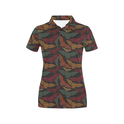 Bat Tribal Pattern Print Design 03 Women's Polo Shirt