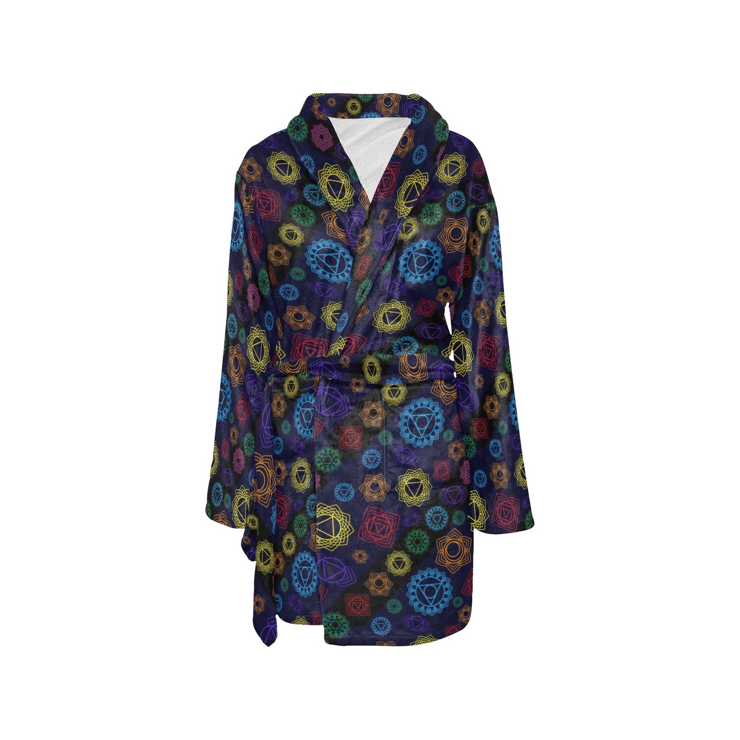 Chakra Colorful Print Pattern Women's Fleece Robe