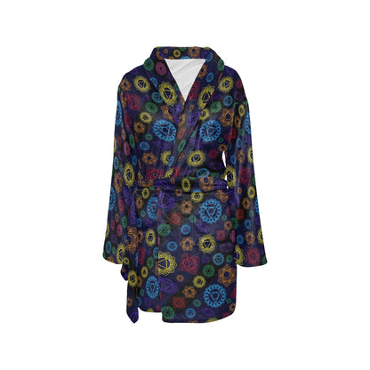Chakra Colorful Print Pattern Women's Fleece Robe