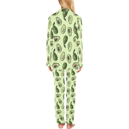 Avocado Pattern Print Design 02 Women's Long Pajama Set