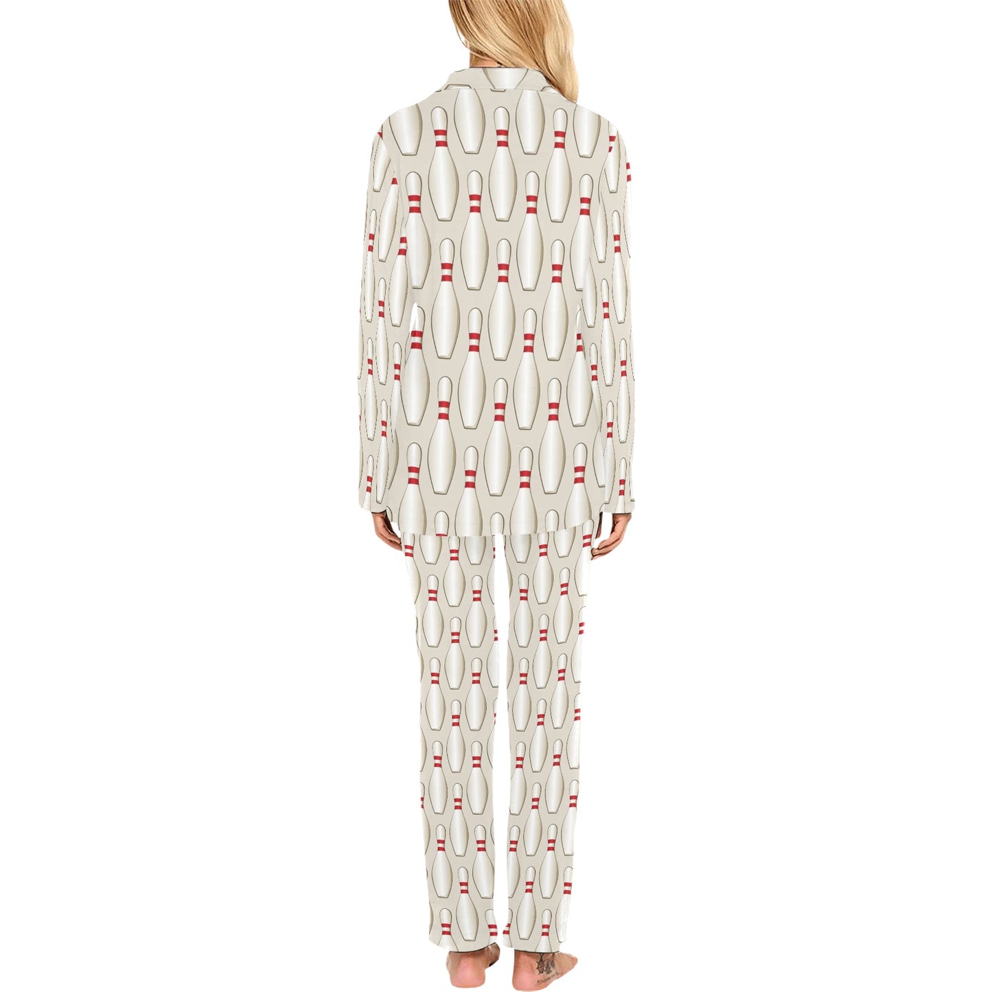 Bowling Pin Pattern Print Design 01 Women's Long Pajama Set