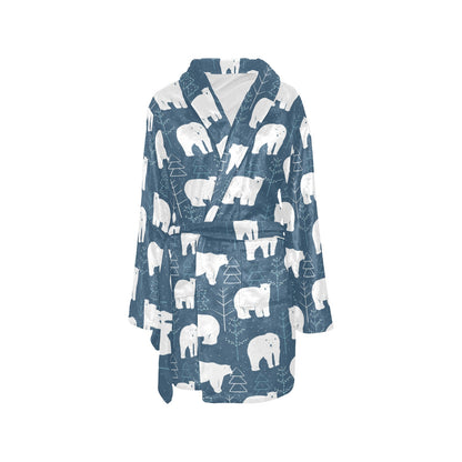 Polar Bear Pattern Print Design A01 Women's Fleece Robe