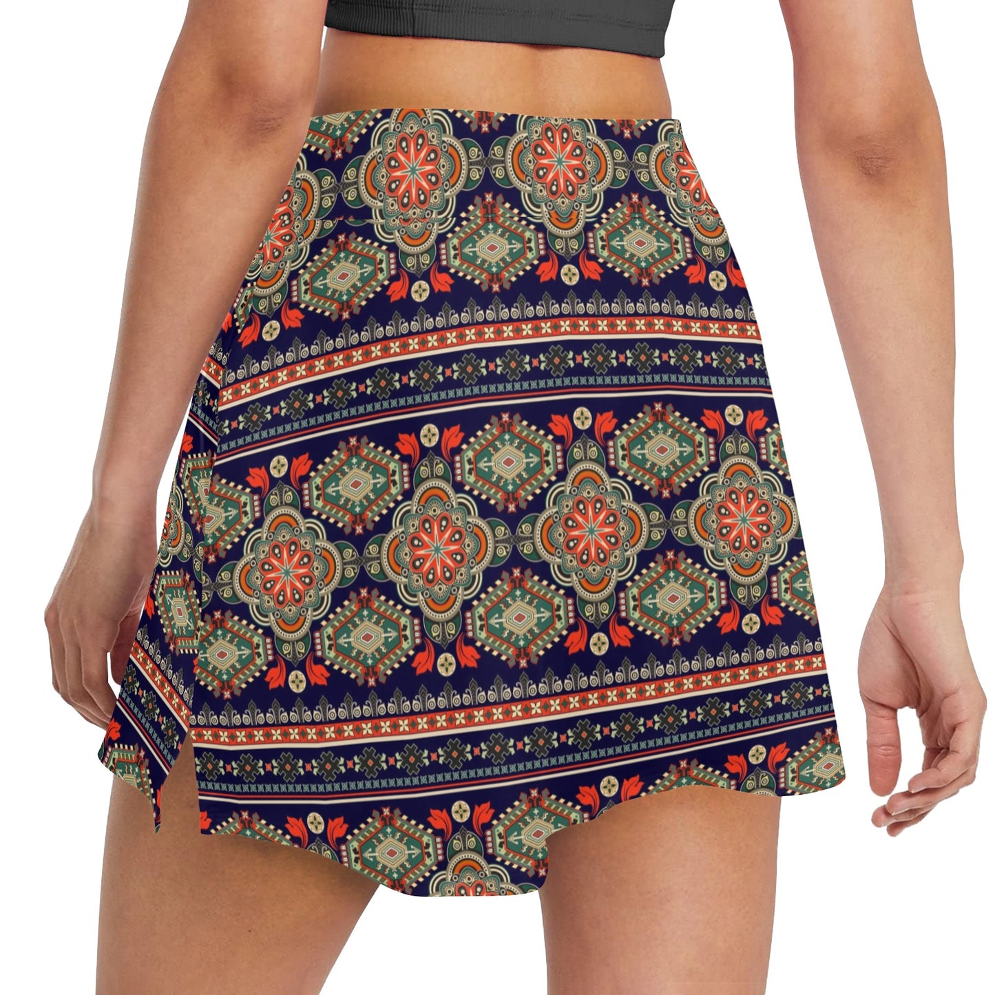 Ethnic Geometric Print Pattern 17" Golf & Pickleball Skort with Pockets