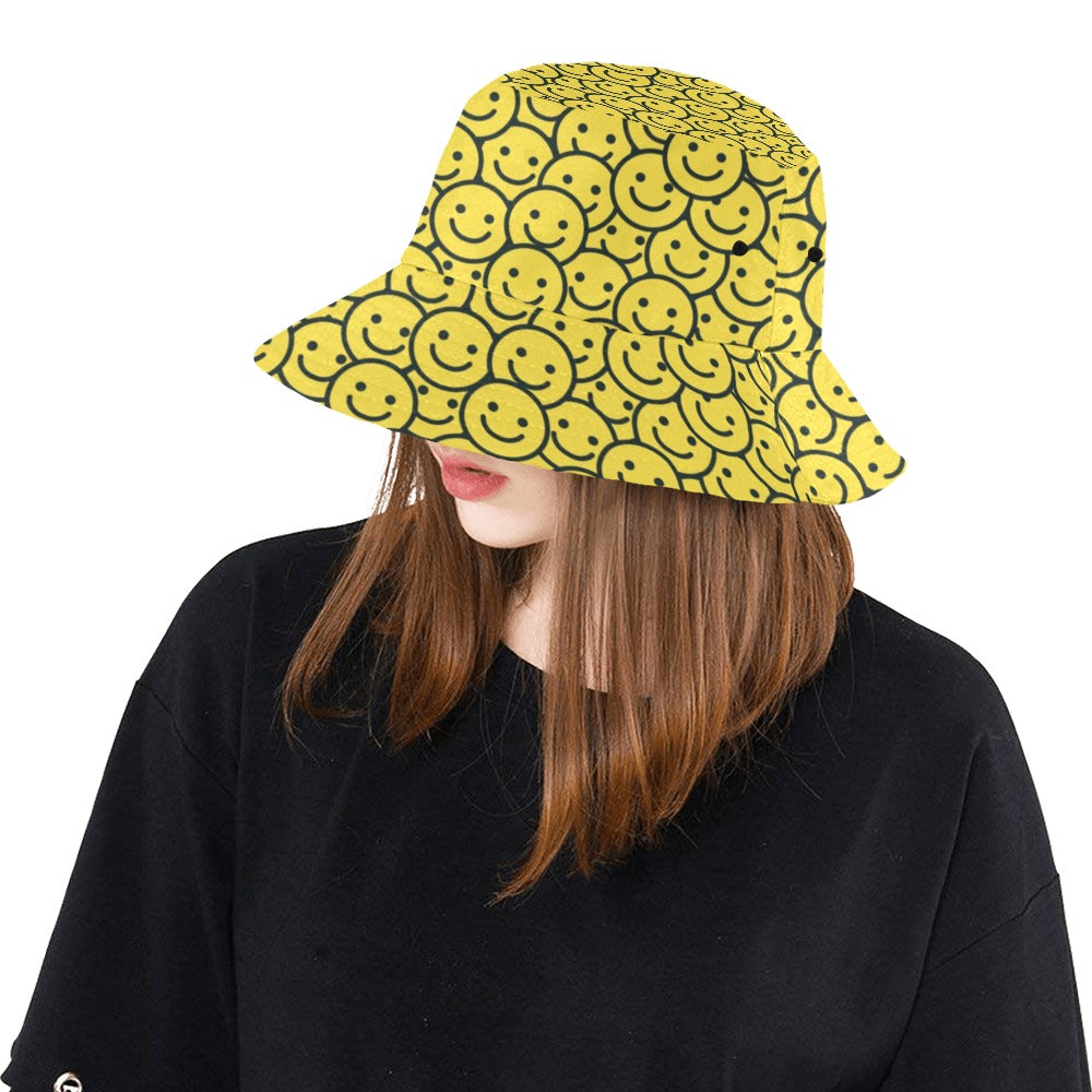 Smiley Face Emoji Print Design LKS302 Unisex Bucket Hat