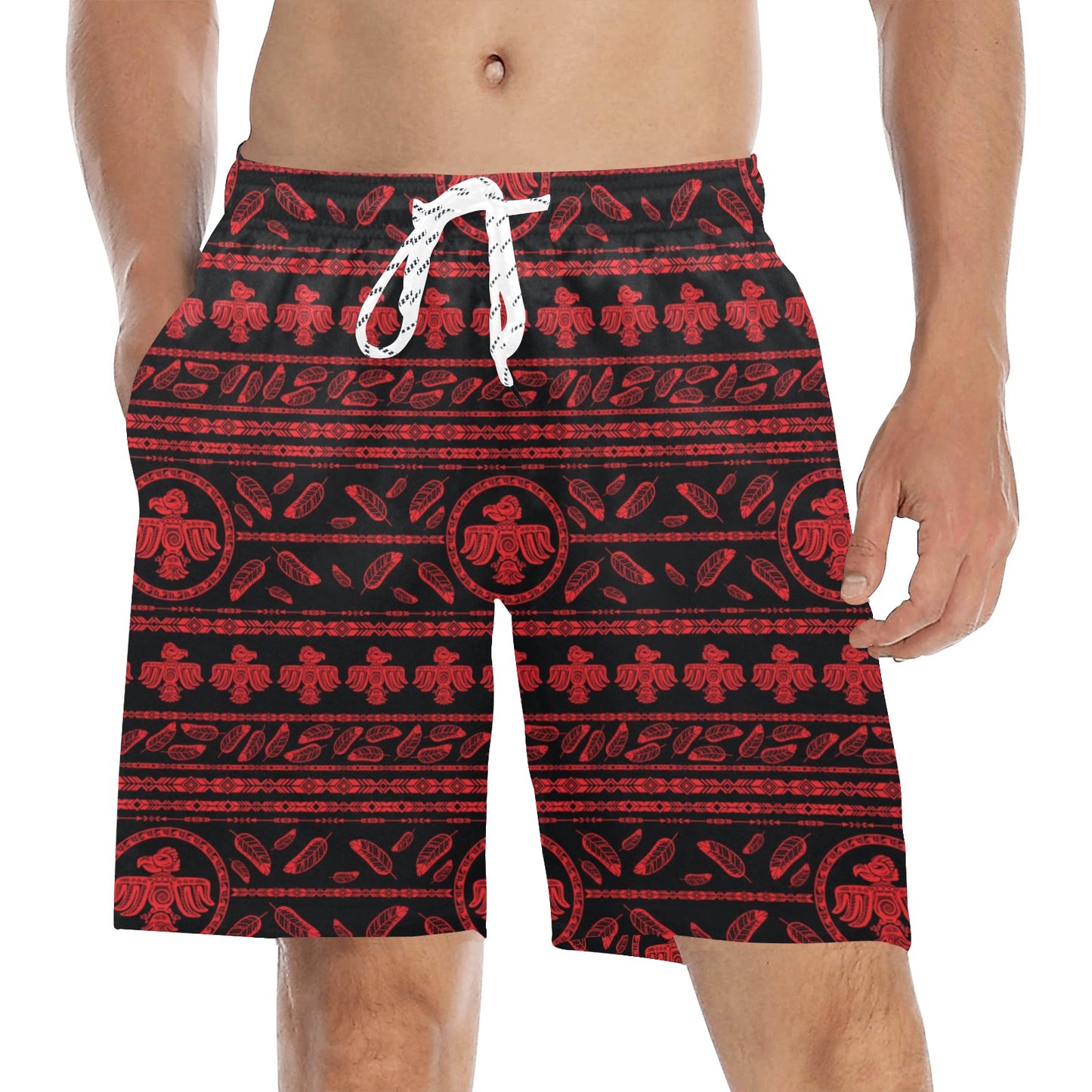 Native American Eagle Themed Print Men's Swim Trunks Beach Shorts