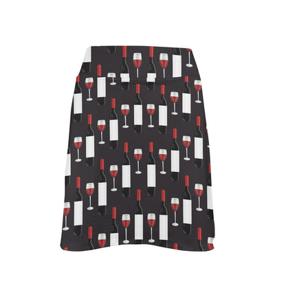 Wine Print Design LKS309 17" Golf & Pickleball Skort with Pockets