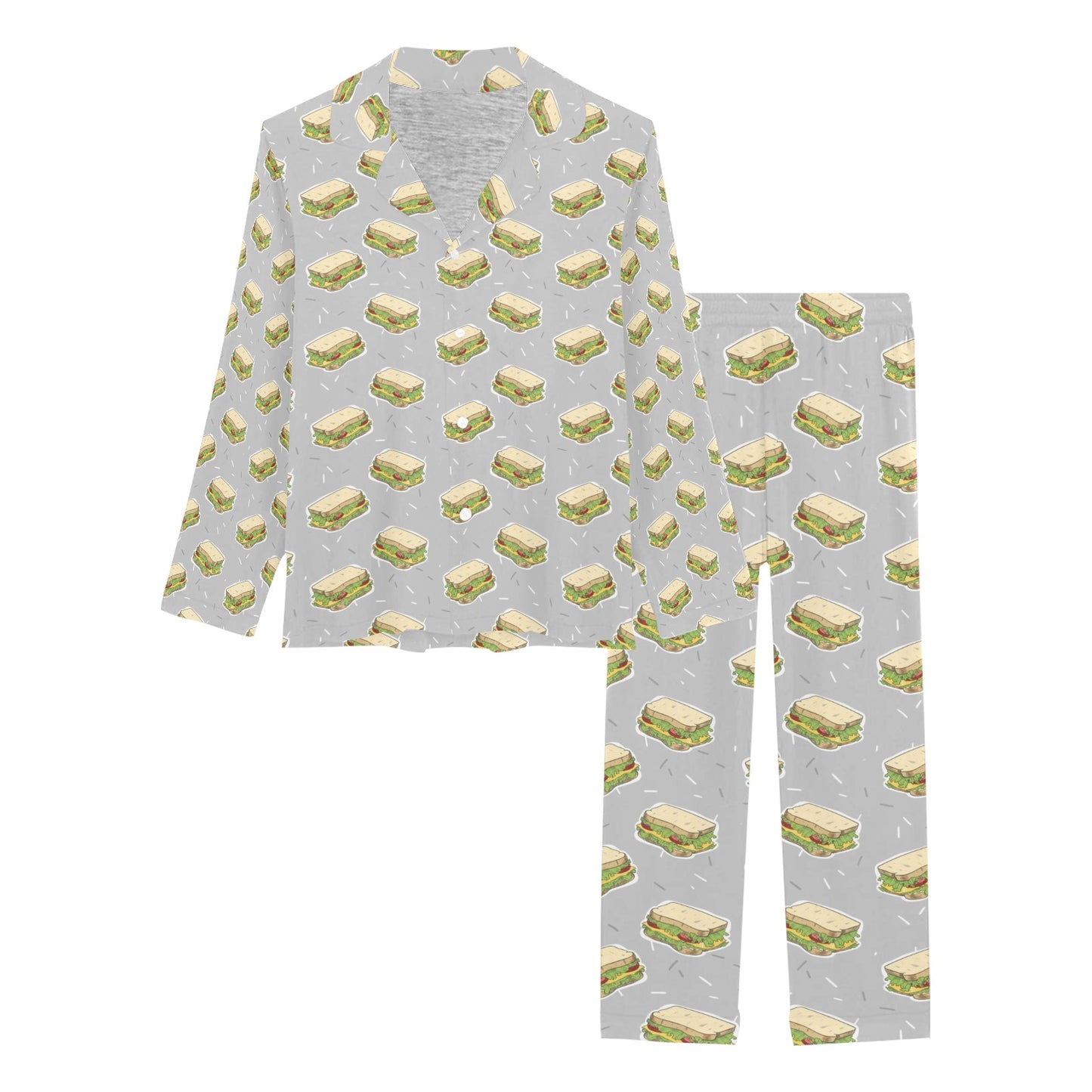 Sandwich Print Design LKS304 Women's Long Pajama Set
