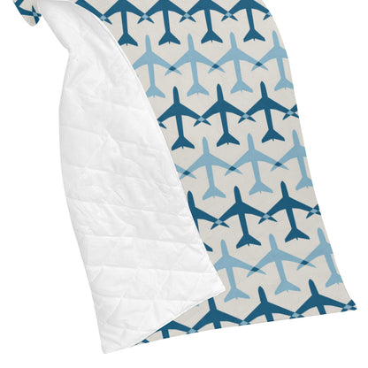 Airplane Pattern Print Design 04 Premium Quilt