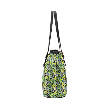 Soccer Ball Themed Print Pattern Leather Tote Bag