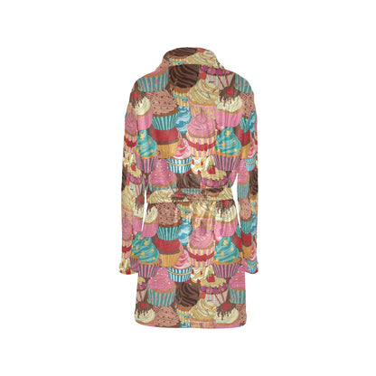 Cupcake Pattern Print Design CP01 Women's Fleece Robe