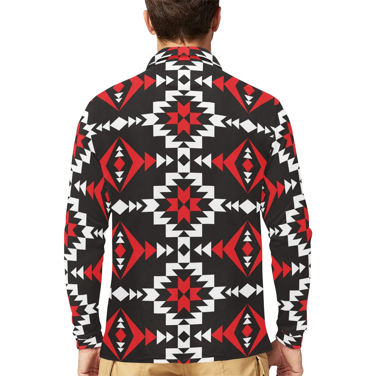 Navajo Pattern Print Design A02 Long Sleeve Polo Shirt For Men's