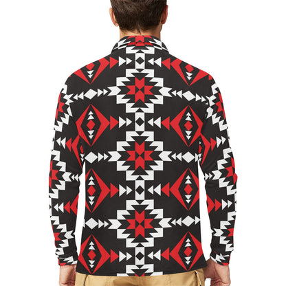 Navajo Pattern Print Design A02 Long Sleeve Polo Shirt For Men's