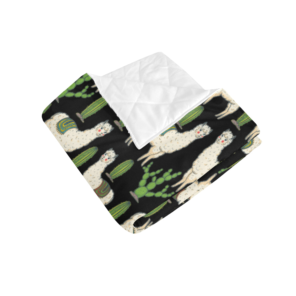 Llama Cactus Pattern Print Design 011 Premium Quilt